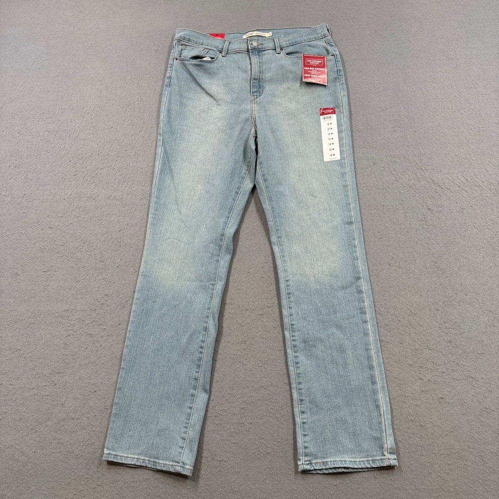 NEW Levi's Signature Jeans Womens 12 Blue Light Wash High Rise Straight Slim Fit